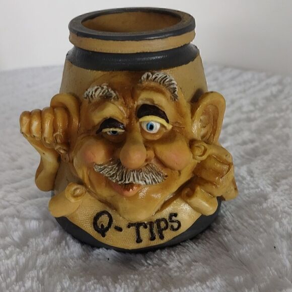 Clay Pottery Unique Handcrafted Resin Q-tip Holder - Picture 1 of 7